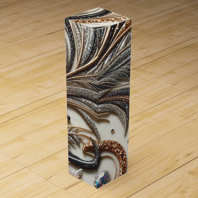 Elegant Floral Gemstone Pattern Wine Box (Front)