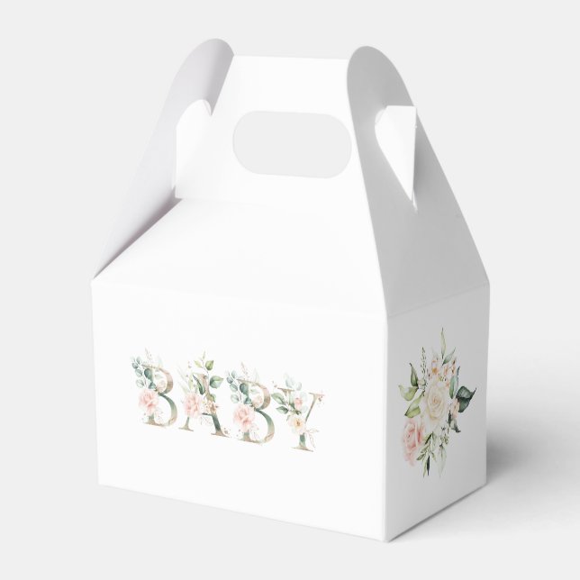 Elegant Floral Gender Neutral Baby Shower  Favor Boxes (Front Side)
