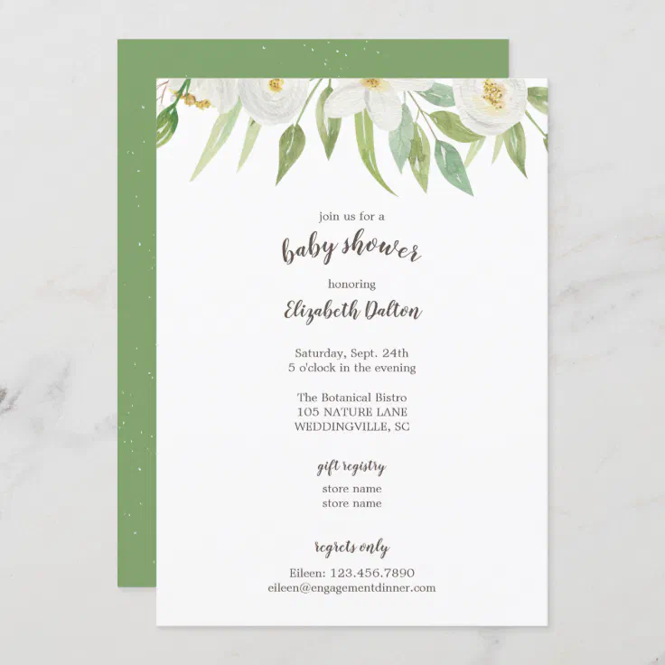 Elegant Floral Gender Neutral Baby Shower Invitation | Zazzle