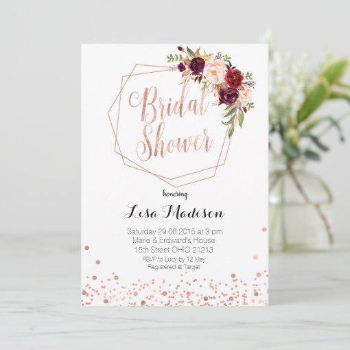 Elegant Floral Geometric Bridal Shower Invitation Zazzle 7486