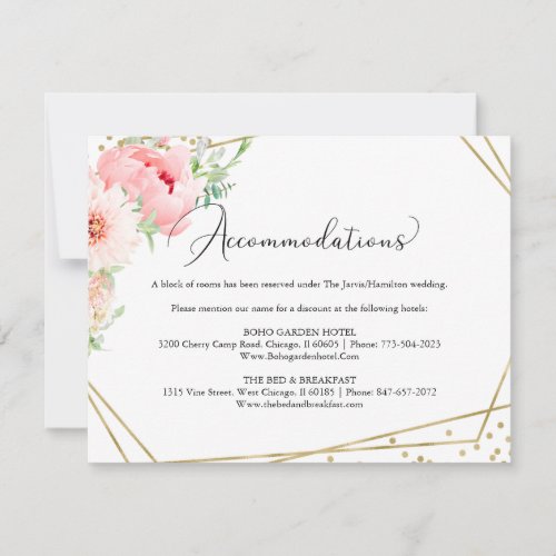 Elegant Floral Geometric Wedding Accommodations RSVP Card
