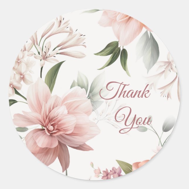 Elegant Floral Gift Favor Sticker Custom (Front)