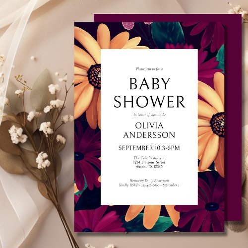 Elegant Floral Girl Baby Shower   Invitation