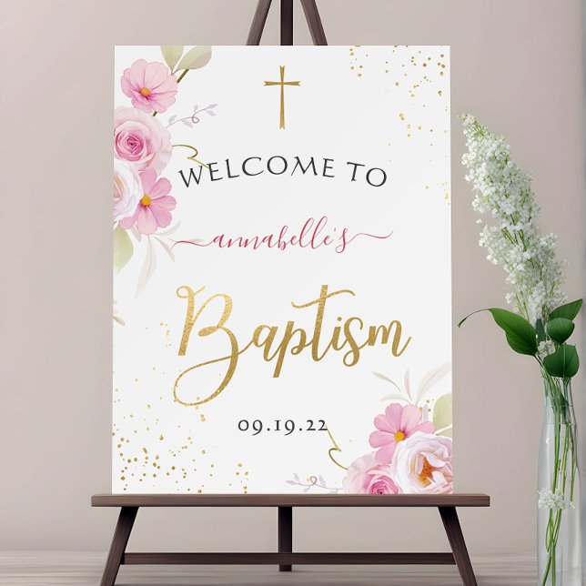 Elegant Floral Girl Baptism Welcome  Foam Board (Creator Uploaded)