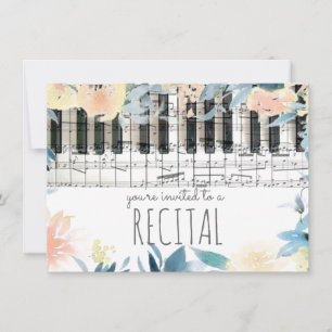 elegant floral girly music recital invitation