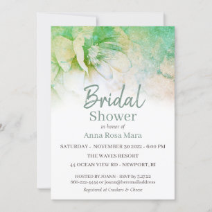 *~* Elegant Floral Glitter Teal Pink Bridal Shower Invitation