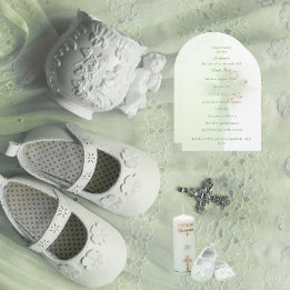 Elegant floral glowing cross baptism invitation