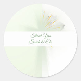 Elegant floral glowing cross classic round sticker