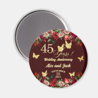 Elegant Floral Gold 45th Wedding Anniversary