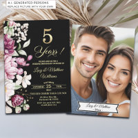Elegant Floral Gold 5th Wedding Anniversary Photo