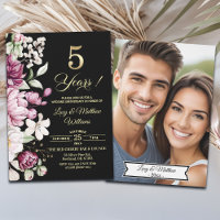 Elegant Floral Gold 5th Wedding Anniversary Photo