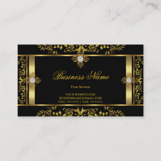 Elegant Floral gold black Business Card