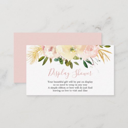 Elegant Floral Gold Blush Pink Display Shower Enclosure Card