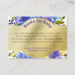 Elegant Floral Gold Bring a Book Card Baby Shower