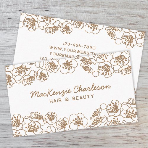 Elegant Floral Gold Business Card