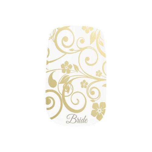 Elegant Floral Gold Filigree Bride Wedding Minx Nail Art