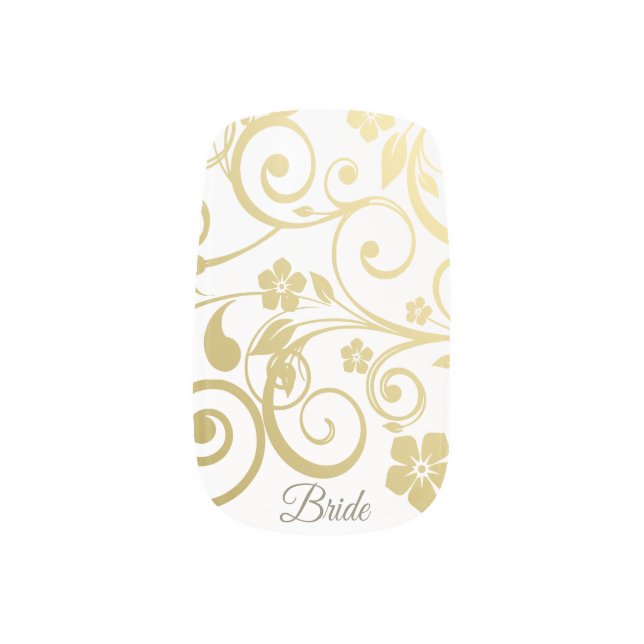 Elegant Floral Gold Filigree Bride Wedding Minx Nail Art (Right Thumb)