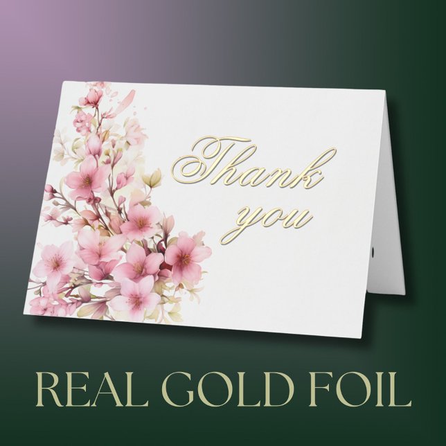 Elegant Floral Gold Foil Birthday Party Thank You Greeting Card (Creator Uploaded)