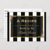 Elegant Floral Gold Foil Bridal Shower Recipe Postcard (Front/Back)