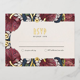Elegant Floral Gold Foil Wedding RSVP Card