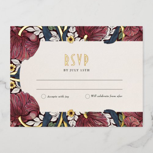 Elegant Floral Gold Foil Wedding RSVP Card