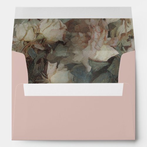 Elegant Floral Gold Glitter Dusty Rose Wedding Envelope
