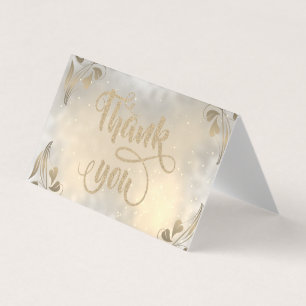 Elegant Floral Gold Glittery Thank You Card
