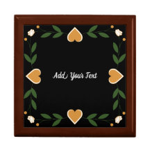 Elegant Floral, Gold Hearts & Black Custom Jewerly