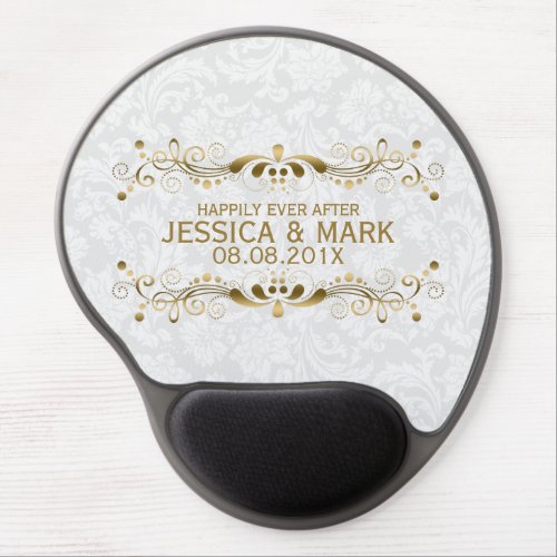 Elegant Floral Gold Lace With White Damasks 2a Gel Mouse Pad
