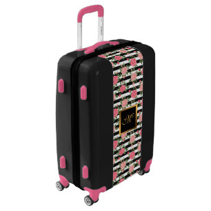 Elegant Floral Gold Monogrammed Luggage