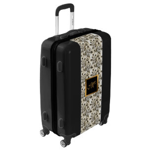 Elegant Floral Gold Monogrammed Luggage