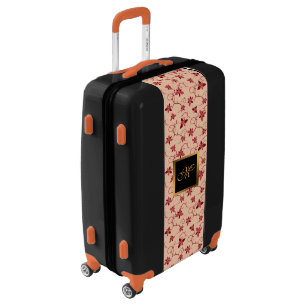 Elegant Floral Gold Monogrammed Luggage