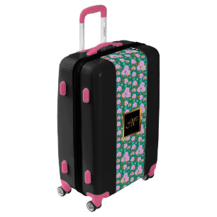 Elegant Floral Gold Monogrammed Luggage