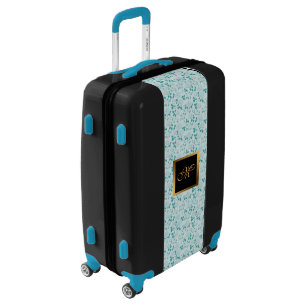Elegant Floral Gold Monogrammed Luggage