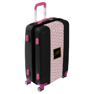 Elegant Floral Gold Monogrammed Luggage