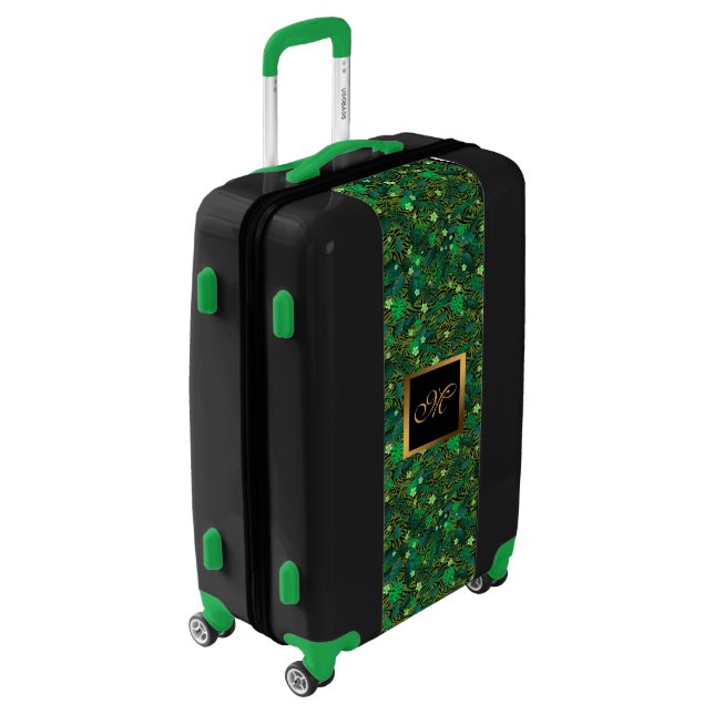 Elegant Floral Gold Monogrammed Luggage (Rotated Left)