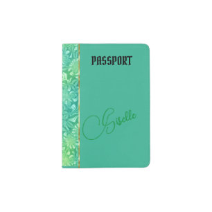 Elegant Floral & Gold + Name or Monogram   Passport Holder