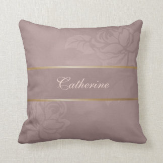 Elegant floral gold rose watercolor throw pillow