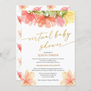 Elegant Floral Gold Script Watercolor Greenery Invitation
