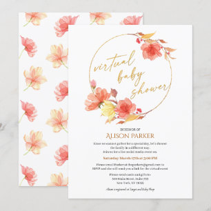 Elegant Floral Gold Script Watercolor Virtual Invitation