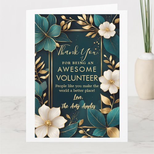 Elegant floral gold volunteer appreciation week  card