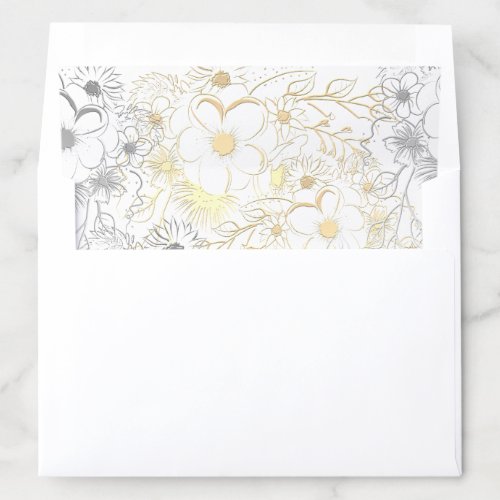 Elegant Floral Gold Wedding Envelope Liner