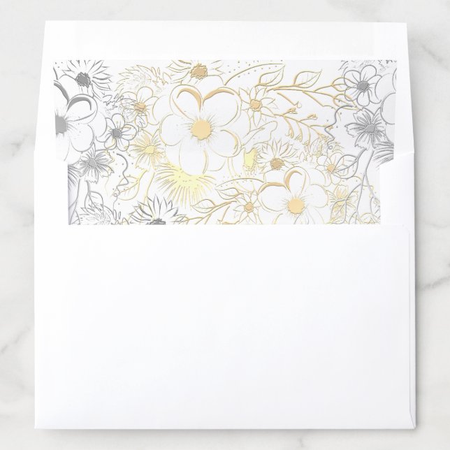Elegant Floral Gold Wedding Envelope Liner (In Envelope)
