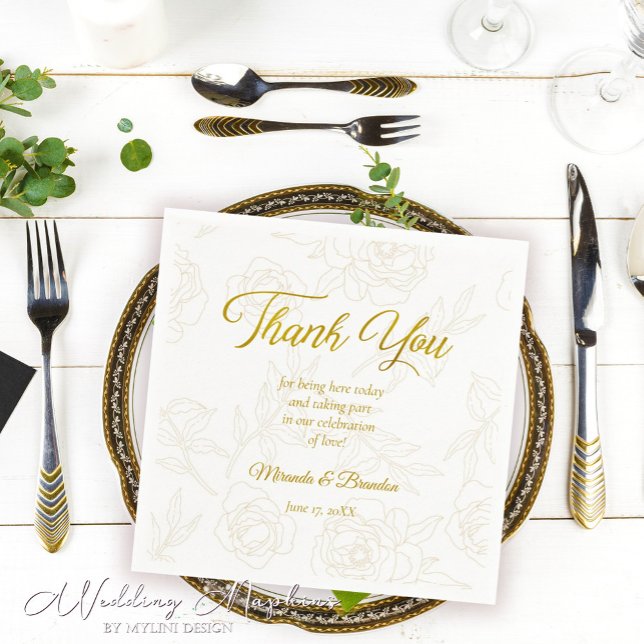 Elegant Floral Gold Wedding Party Napkins (Creator Uploaded)