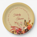 Elegant Floral Golden Happily Ever After Wedding Paper Plates