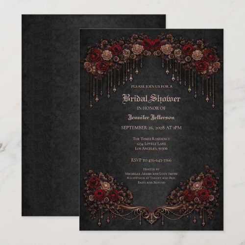 Elegant floral Gothic Bridal Shower Announcement
