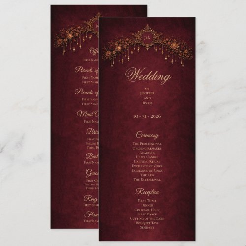 Elegant floral Gothic Halloween Wedding Program