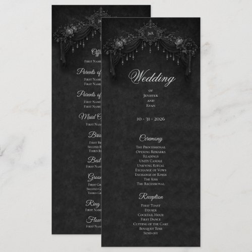 Elegant floral Gothic Halloween Wedding Program