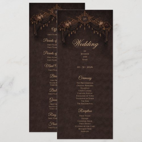 Elegant floral Gothic Halloween Wedding Program