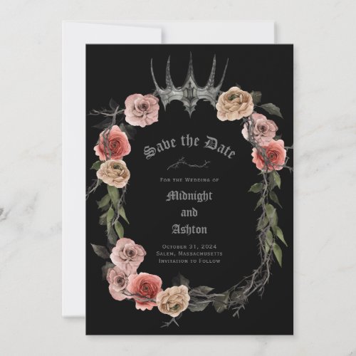 Elegant Floral Gothic Save the Date